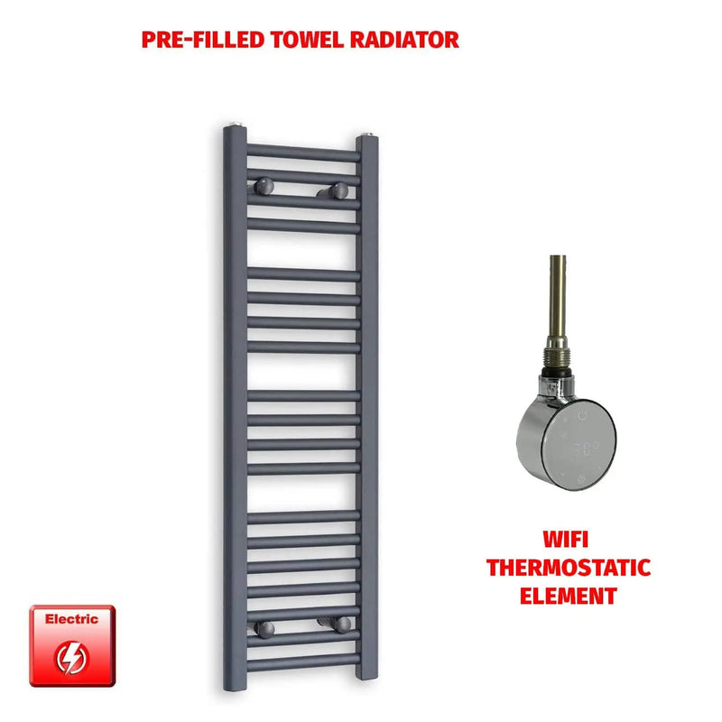 1000x300mm Flat Anthracite Pre Filled Electric Towel Rail
