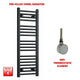 1000x300mm Flat Black Pre-Filled Electric Heated Towel Rail