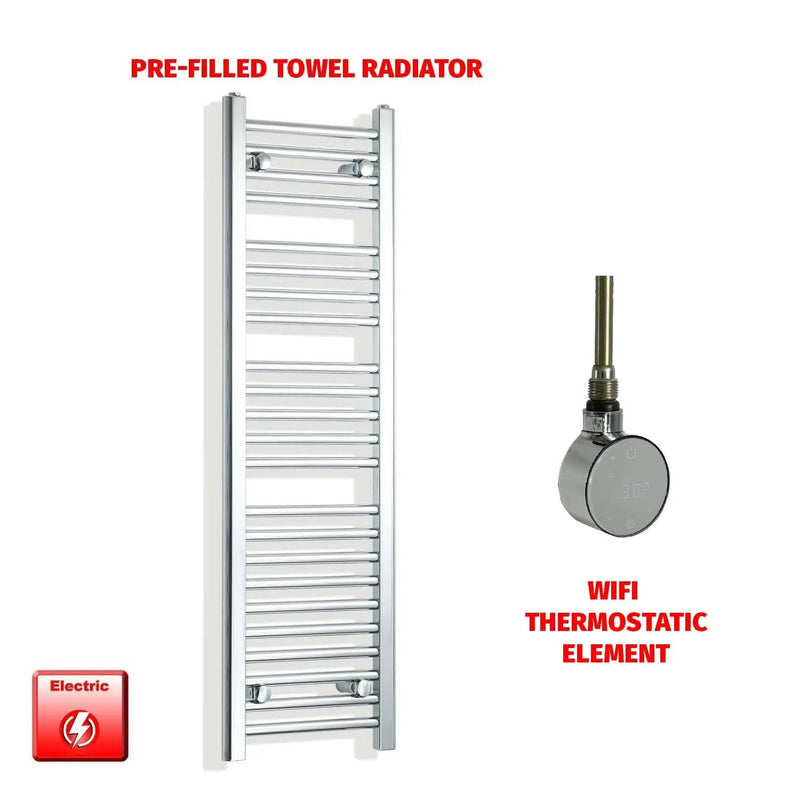 1400mm High 350mm Wide Pre-Filled Chrome Electric Heated Towel Rail