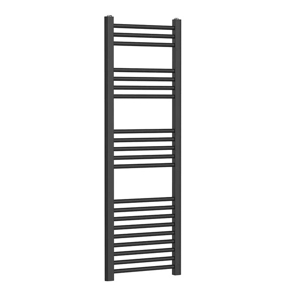 1200 x 400mm Black Flat Heated Towel Rail Radiator Central Heating