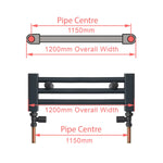 1000x1200mm Chrome Dual Fuel Flat Heated Towel Rail Radiator