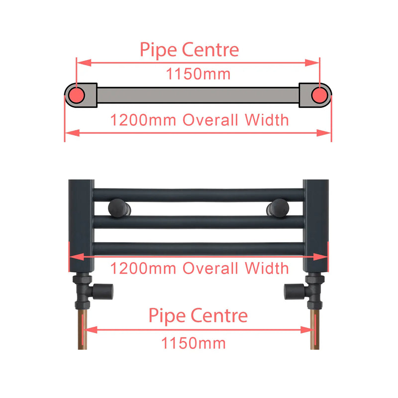 1000x1200mm Chrome Dual Fuel Flat Heated Towel Rail Radiator