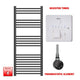 1200 x 500mm Flat Black Electric Towel Rail Pre-Filled