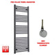 1400x550mm Flat Black Pre-Filled Electric Heated Towel Rail