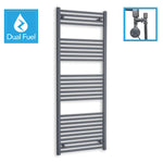 1600 x 600 Anthracite Dual Fuel Flat Heated Towel Rail Radiator