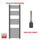 1200x400mm Flat Black Pre Filled Electric Towel Rail Radiator
