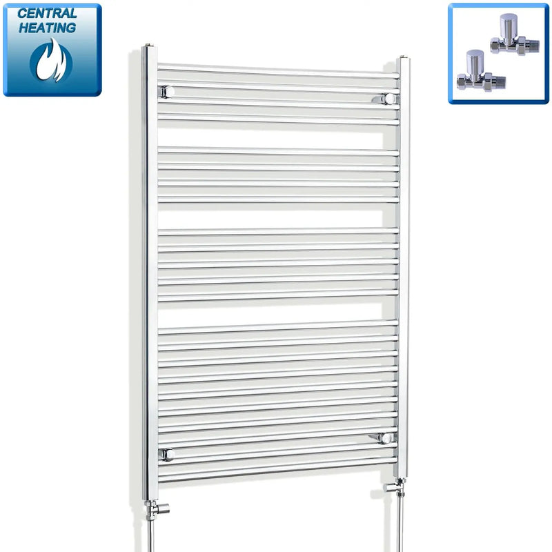1200 mm High 800 mm Wide Chrome Towel Rail Central Heating