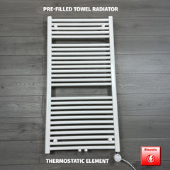 1185 x 600 Heated Towel Rail White Pre-Filled Straight