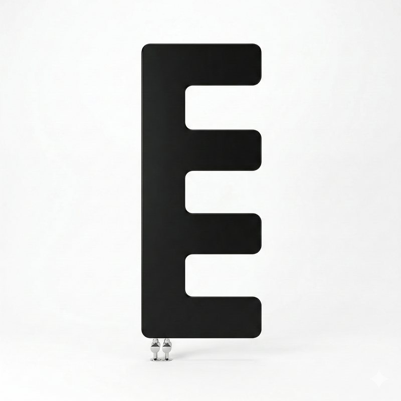 Black E-Type Designer Heated Towel Rail 866mm & 1034mm