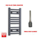 600x300mm Flat Anthracite Pre-Filled Electric Heated Towel Rail