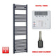 1600x500mm Flat Black Pre Filled Electric Towel Rail HTR