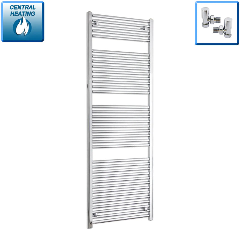 1744x500mm Straight Heated Towel Radiator Chrome 25mm Tubes