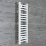 Flat White 800mm wide x 200mm high ladder towel rail with central heating connections