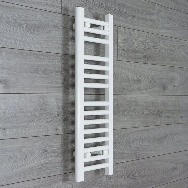Flat White 800mm wide x 200mm high ladder towel rail with central heating connections