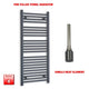 1200x500mm Flat Anthracite Pre Filled Electric Towel Rail