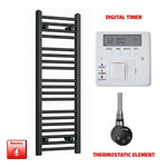1000x300mm Flat Black Pre-Filled Electric Heated Towel Rail