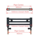 1000x1000mm Towel Rail Radiator Flat White Central Heating