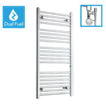 1100x550mm Dual Fuel Flat Heated Chrome Towel Rail