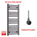 1000x450mm Flat Black Pre Filled Electric Towel Rail