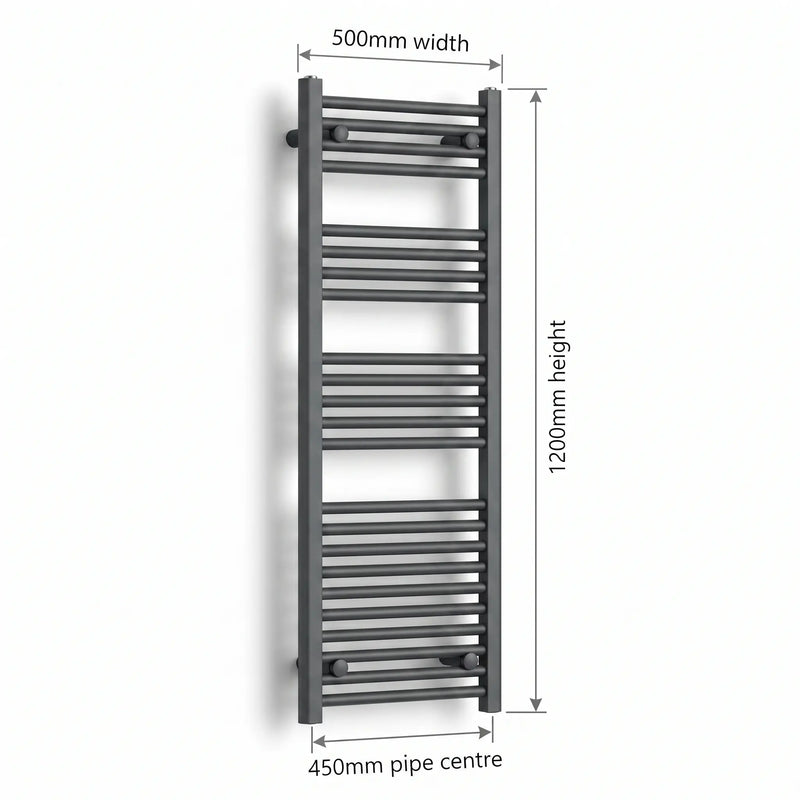 1200 mm High x 500 mm Wide Heated Towel Radiator Flat Black