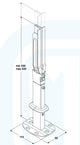 PK1 floor bracket dimensions: height 430 to 530 mm, base plate 114 x 90 mm