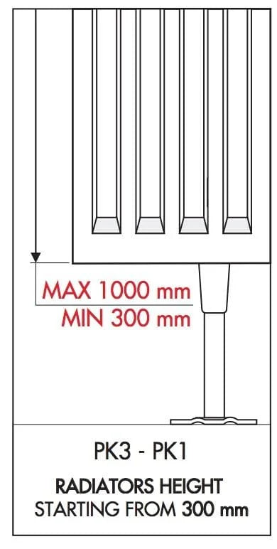 PK1 and PK3 floor brackets suit panel radiators 300 to 1000 mm high