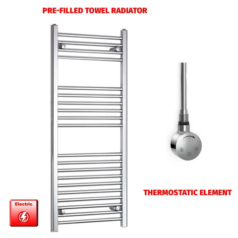 Flat / ER-Touch Thermostatic / No Timer Pre-Filled 1200 x 500mm Chrome Electric Heated Towel Rail