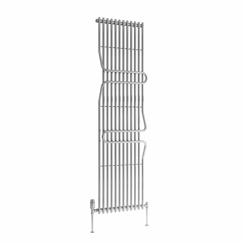 1800 x 500 mm / Chrome Reina Aletta Vertical Mild Steel Designer Radiators 1800 x 500mm