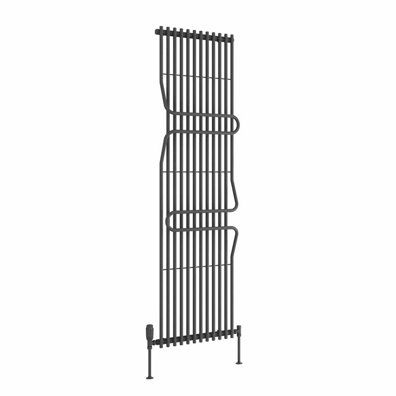 1800 x 500 mm / Anthracite Reina Aletta Vertical Mild Steel Designer Radiators 1800 x 500mm