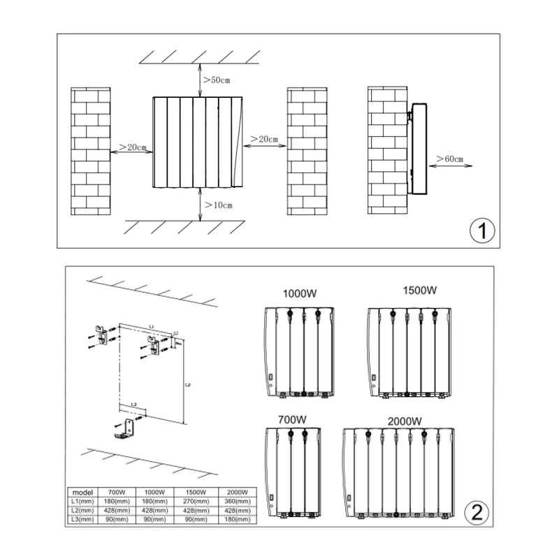 Reina Aron Ceramic Electric Core WiFi Radiator - Horizontal