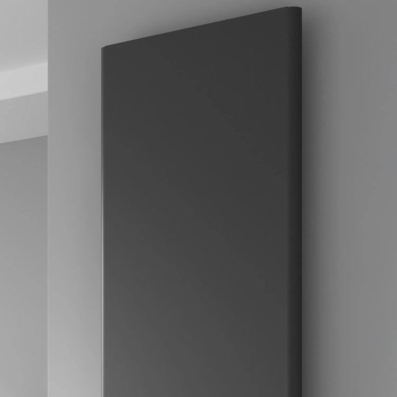 Reina Borda anthracite mild steel single panel radiator close-up of flat panel finish