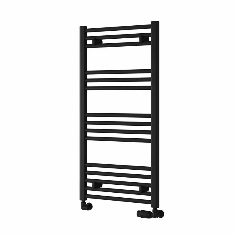 Reina Capo Black Flat Designer Towel Rail Radiator