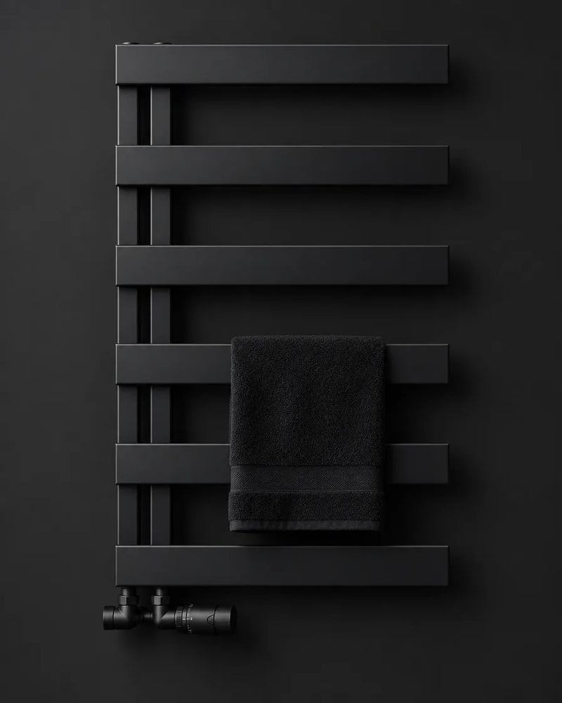 Reina Carpena Matt Black 710mm with TRV valves