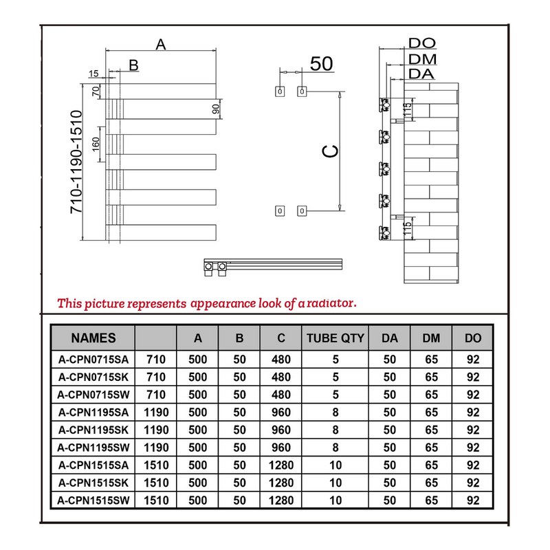 Reina Carpena Aluminium Heated Towel Rail