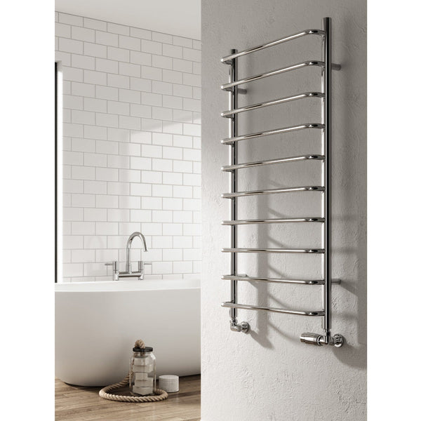 Reina Designer Aliano Chrome Vertical Heated Towel Rail Steel Radiator