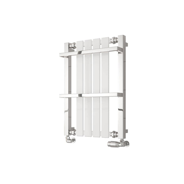 Chrome White / 700 x 490 mm Reina Designer Ashen Vertical Heated Towel Rail Steel Radiator