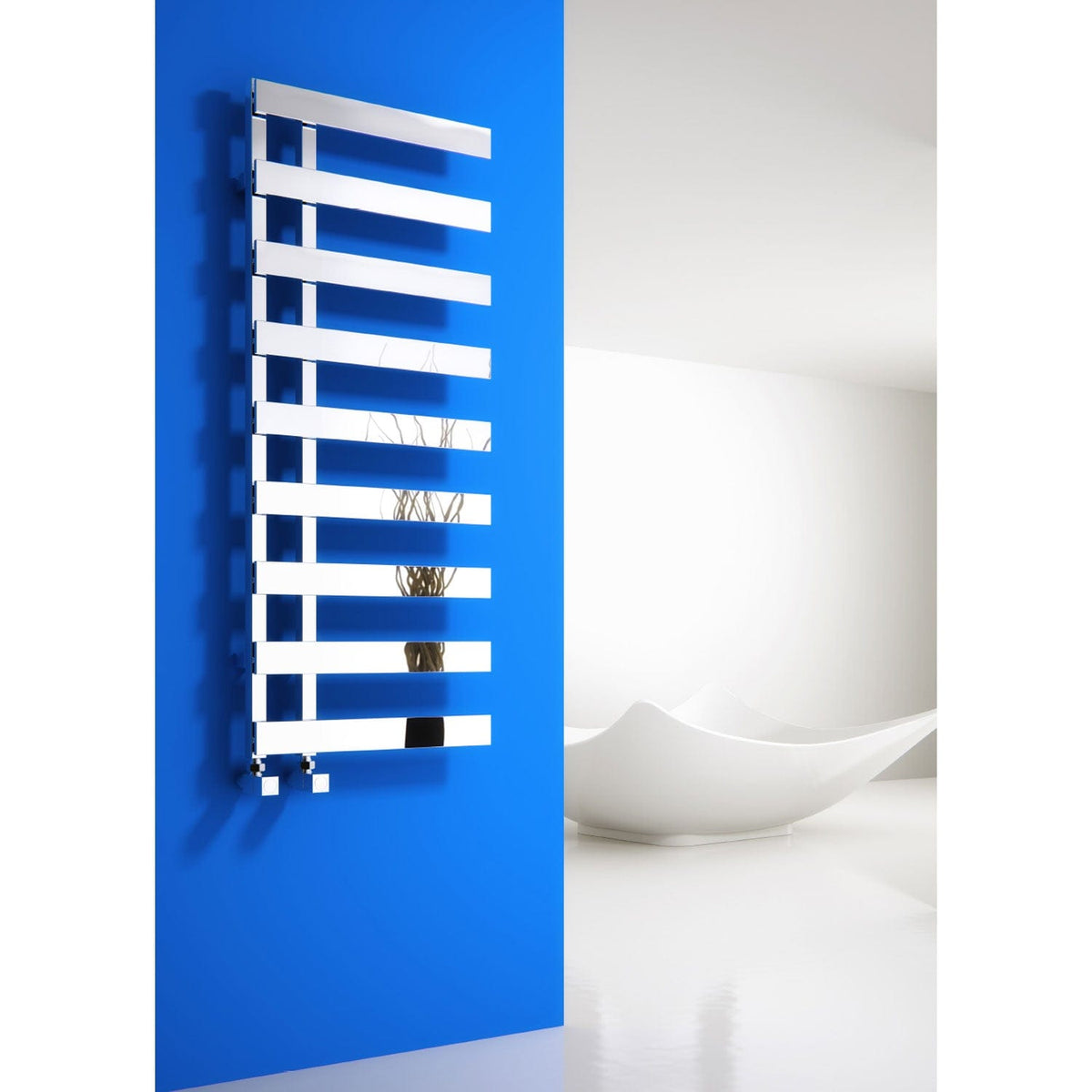 Reina Designer Florina Vertical Chrome Heated Towel Rail Steel Radiator