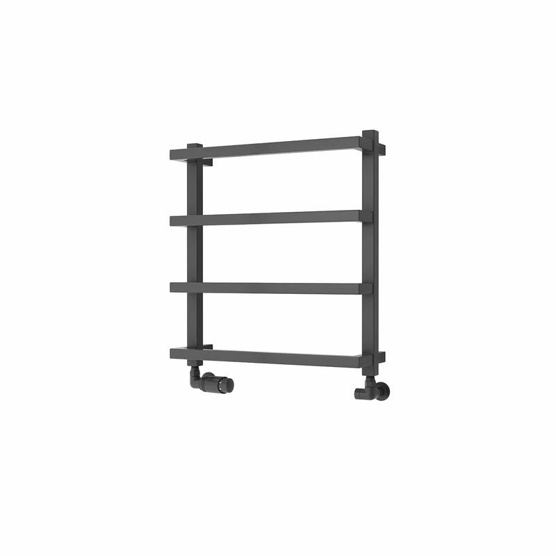 Anthracite / 555 x 500 mm Reina Designer Glora Vertical Chrome Heated Towel Rail Steel Radiator