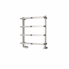 Chrome / 555 x 500 mm Reina Designer Glora Vertical Chrome Heated Towel Rail Steel Radiator