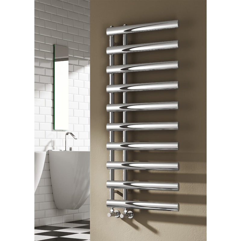 Reina Designer Grace Vertical Chrome Heated Towel Rail Steel Radiator