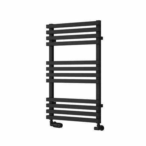 Black / 816 x 500 mm Reina Designer Kale Vertical Heated Towel Rail Steel Radiator