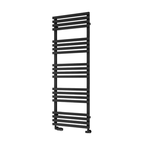 Black / 1436 x 500 mm Reina Designer Kale Vertical Heated Towel Rail Steel Radiator