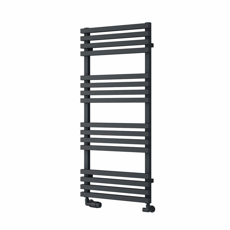 Anthracite / 1126 x 500 mm Reina Designer Kale Vertical Heated Towel Rail Steel Radiator