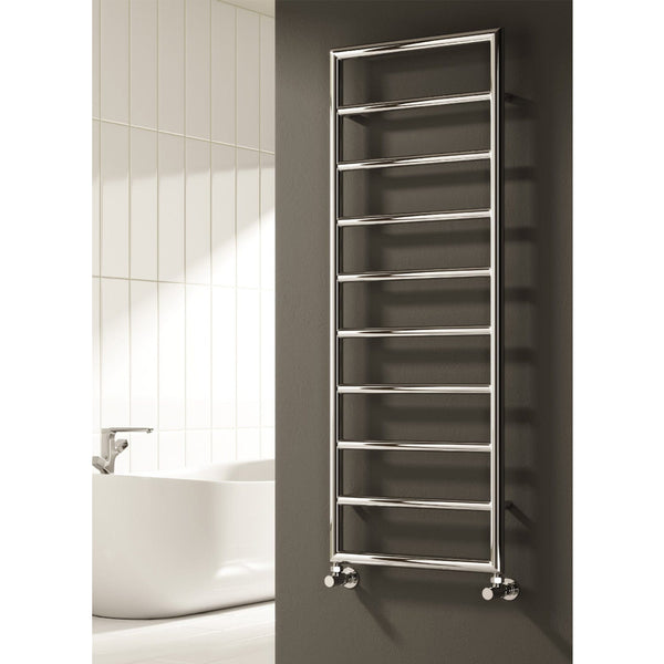 Reina Designer Nardo Chrome Vertical Heated Towel Rail Steel Radiator