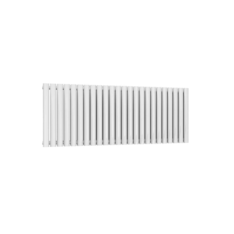 Double / White / 550 x 1416 mm Reina Designer Neva Horizontal Steel Radiator - White and Anthracite