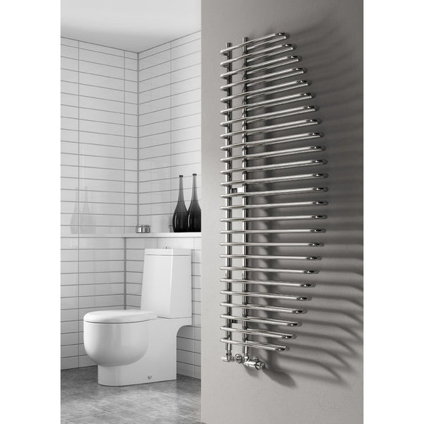 Reina Designer Nola Vertical Chrome Towel Rail Steel Radiator