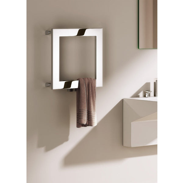 Reina Designer Square Shelf Heated Towel Rail Stainless Steel Radiator