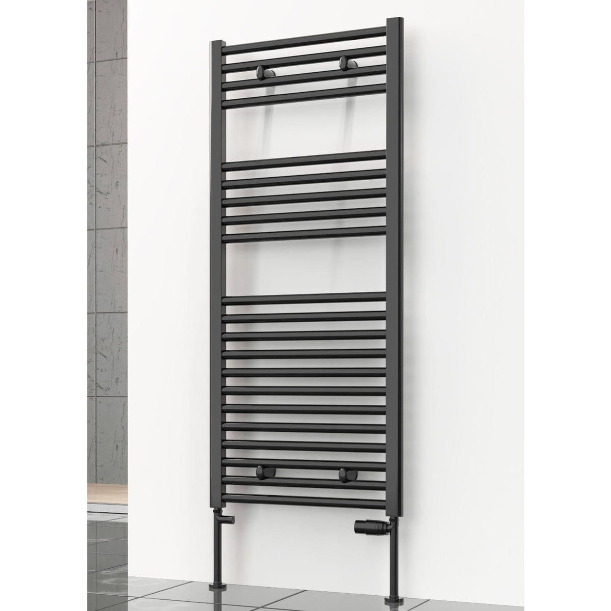 Reina Diva Black Flat Designer Heated Towel Radiator