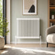 Reina Hedingham Horizontal Designer Column Radiator in White - front view