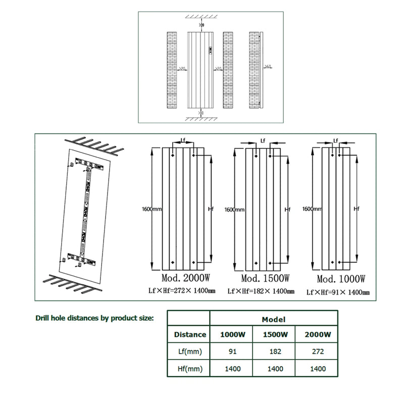 Reina Maia Vertical Dry Electric Heated White Designer Radiator